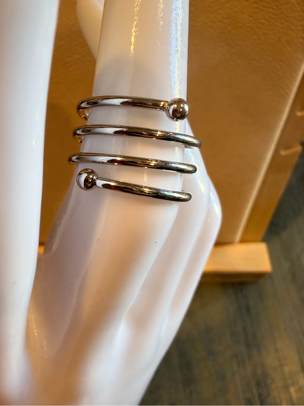 Silver tone polished Silver Wrap Ring